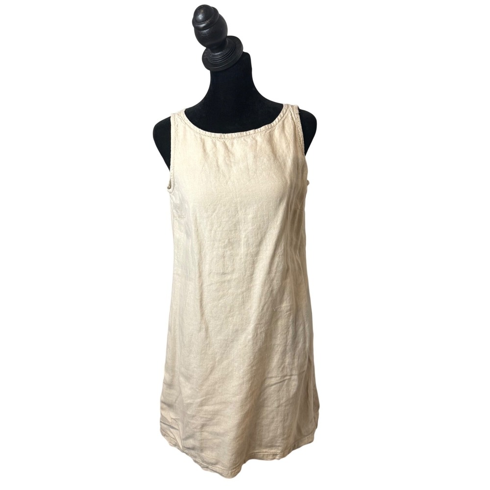 Vintage Old Navy Linen Shift Dress Womens 8 Sleeveless Minimalist Casual indie